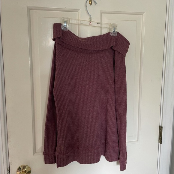 plum off the shoulder sweater - Picture 2 of 2